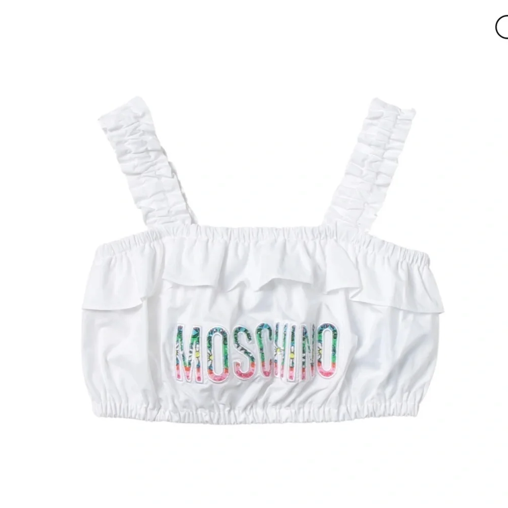 Moschino White Ruffle Crop Top